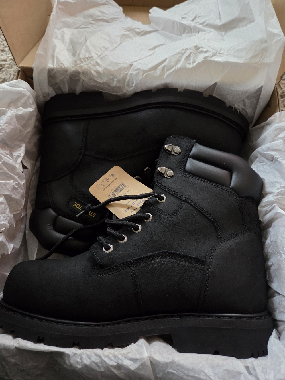 Men's Black Lace-Up Work Boots